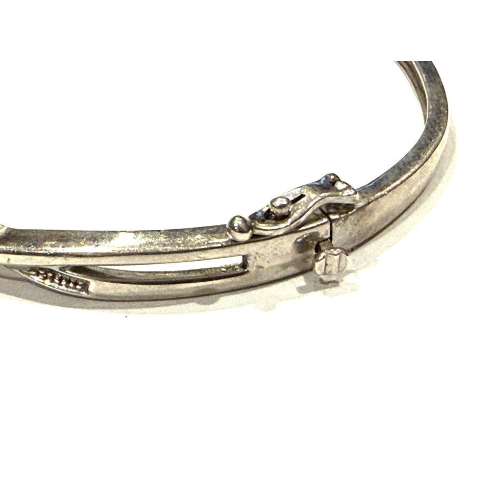ZEI Designer 925 Sterling Silver Diamond Infinity Hinged Bangle Bracelet 14 g EU - Picture 8 of 12
